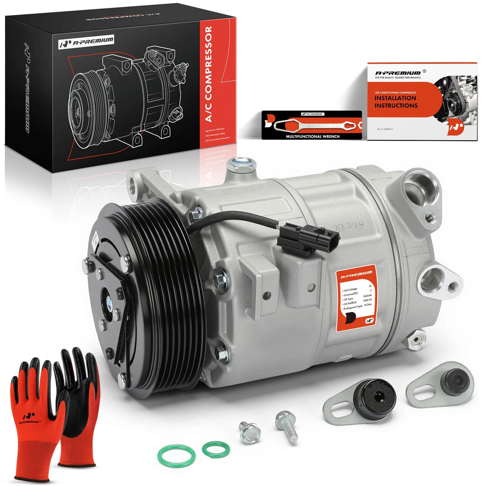 The A-premium New A/C Compressor with Clutch | 7-Groove Pulley | A-Premium APACC305 Image 