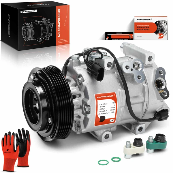 AC Compressor with Clutch with 6-Groove Pulley A-Premium APACC311