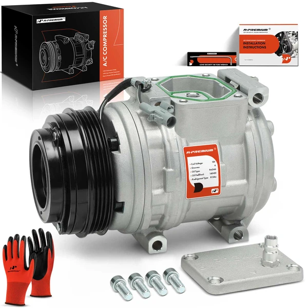 AC Compressor with Clutch with 4-Groove Pulley A-Premium APACC245