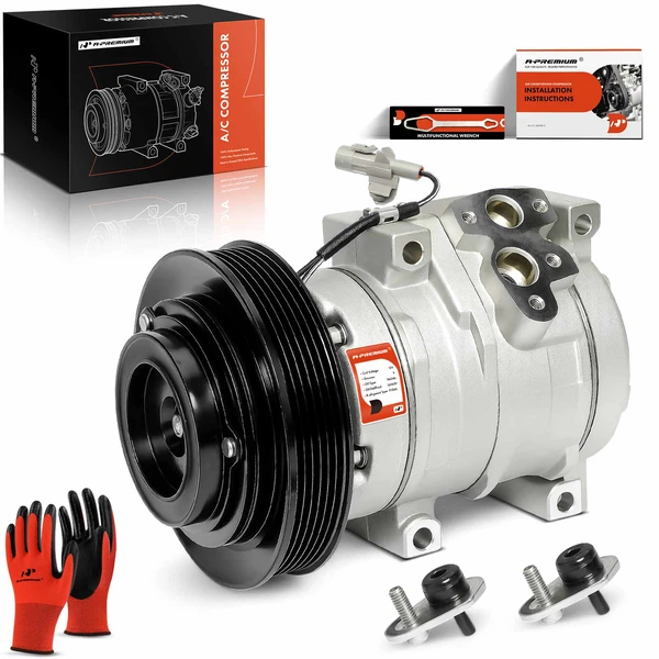 AC Compressor with Clutch with 6-Groove Pulley A-Premium APACC353