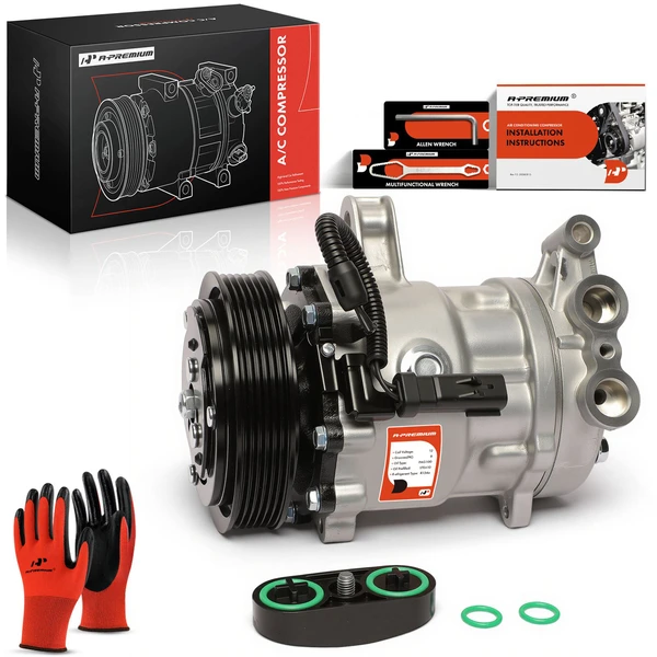 AC Compressor with Clutch with 6-Groove Pulley A-Premium APACC156