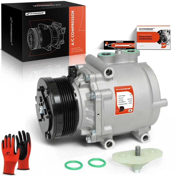 2002 Ford E-150 Econoline Club Wagon AC Compressor with Clutch with 6-Groove Pulley A-Premium APACC319