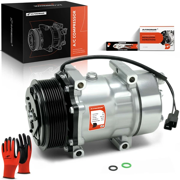 AC Compressor with Clutch with 8-Groove Pulley A-Premium APACC397