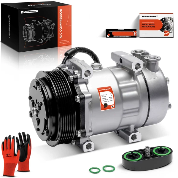 AC Compressor with Clutch with 6-Groove Pulley A-Premium APACC320