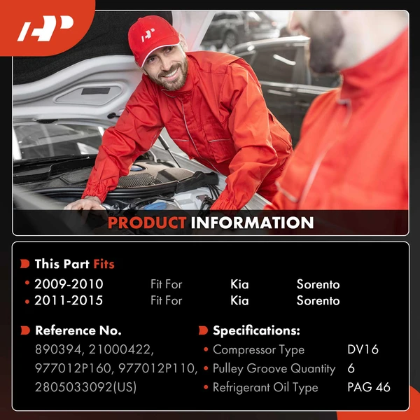 AC Compressor with Clutch with 6-Groove Pulley A-Premium APACC865