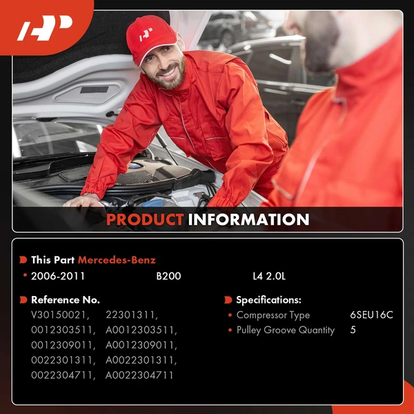 AC Compressor with Clutch with 5-Groove Pulley A-Premium APACC799