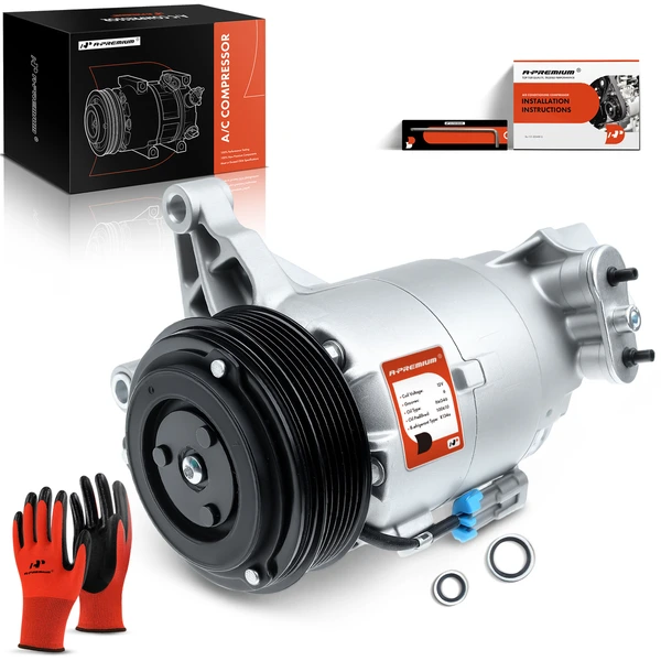 2007-2008 Saturn Aura AC Compressor with Clutch with 6-Groove Pulley A-Premium APACC163
