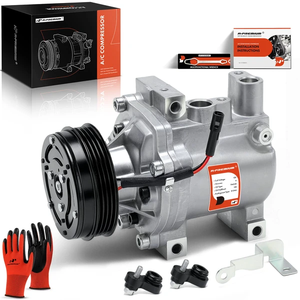 AC Compressor with Clutch with 4-Groove Pulley A-Premium APACC682