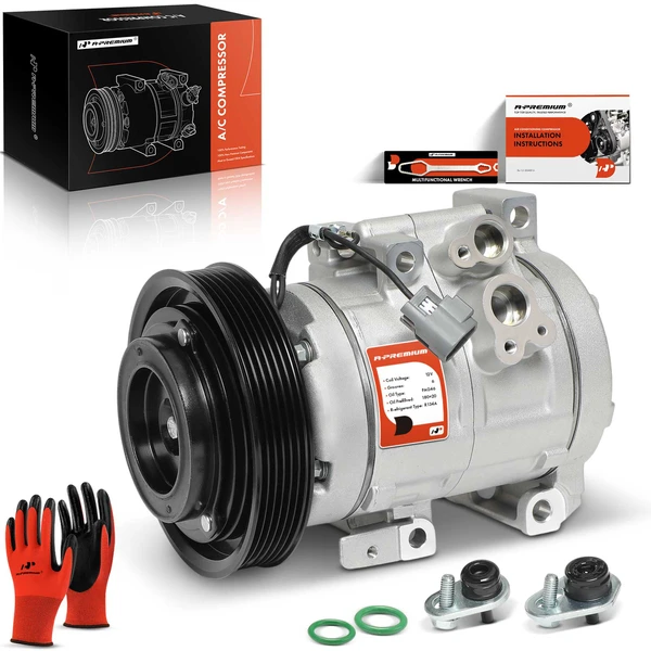AC Compressor with Clutch with 6-Groove Pulley A-Premium APACC325