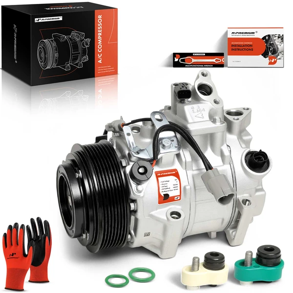 AC Compressor with Clutch with 7-Groove Pulley A-Premium APACC428