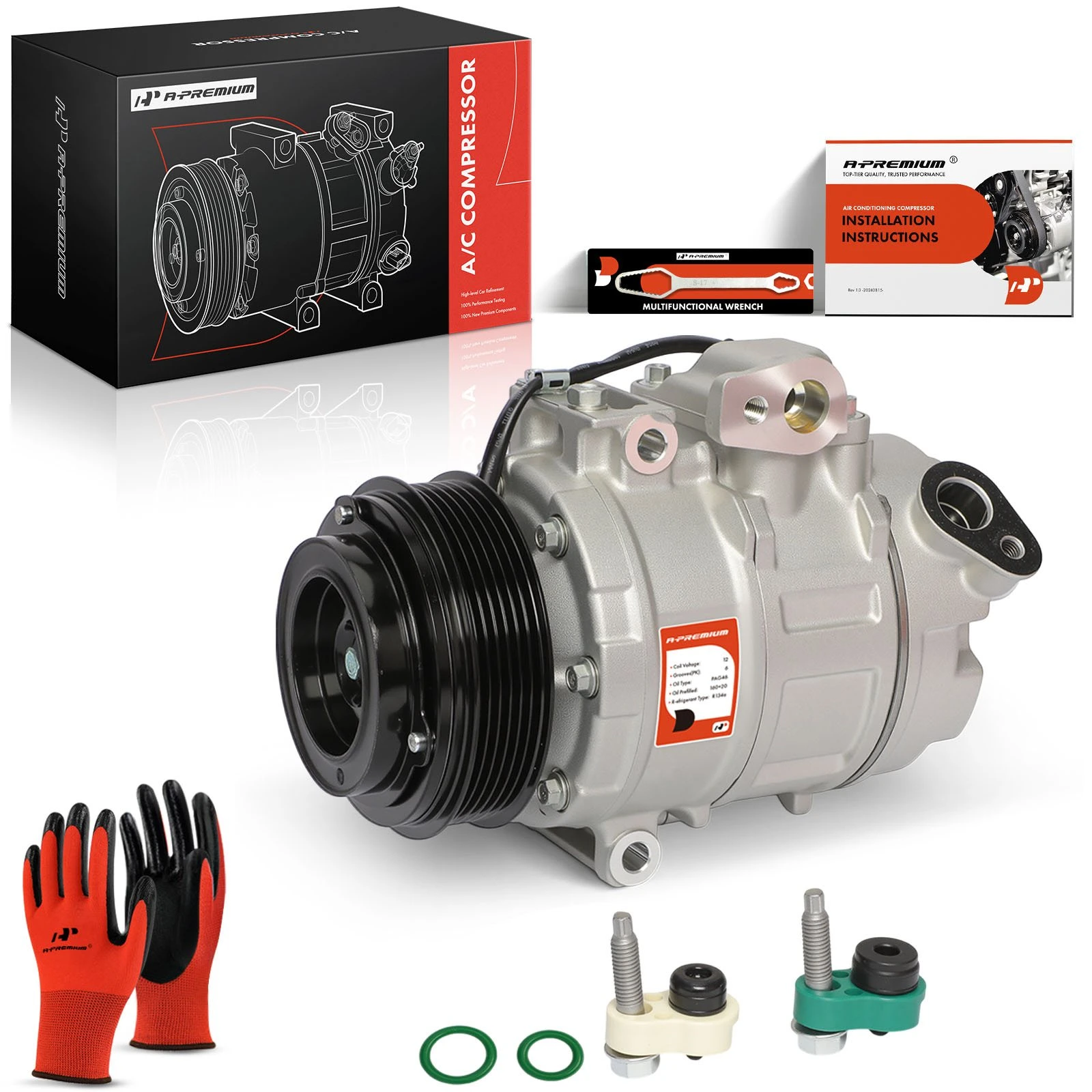 The A-premium AC Compressor 7SBH17 with Clutch & 6-Groove Pulley A-Premium APACC329 Image 