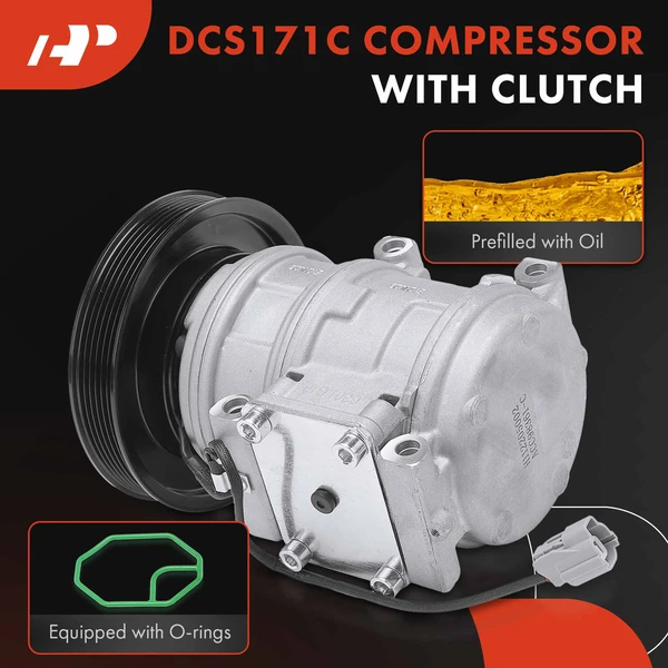 AC Compressor with Clutch with 6-Groove Pulley A-Premium APACC185