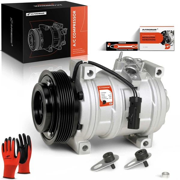 AC Compressor with Clutch with 6-Groove Pulley A-Premium APACC258