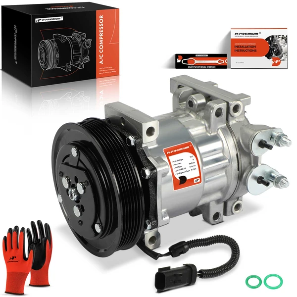 AC Compressor with Clutch with 6-Groove Pulley A-Premium APACC333