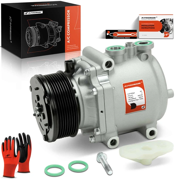 AC Compressor with Clutch with 8-Groove Pulley A-Premium APACC335