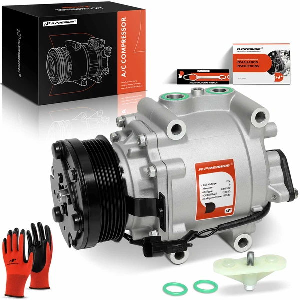 AC Compressor with Clutch with 6-Groove Pulley A-Premium APACC366