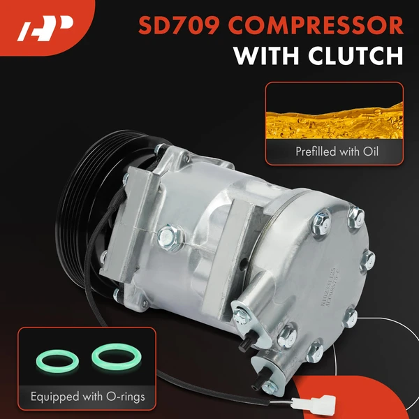AC Compressor with Clutch with 5-Groove Pulley A-Premium APACC716