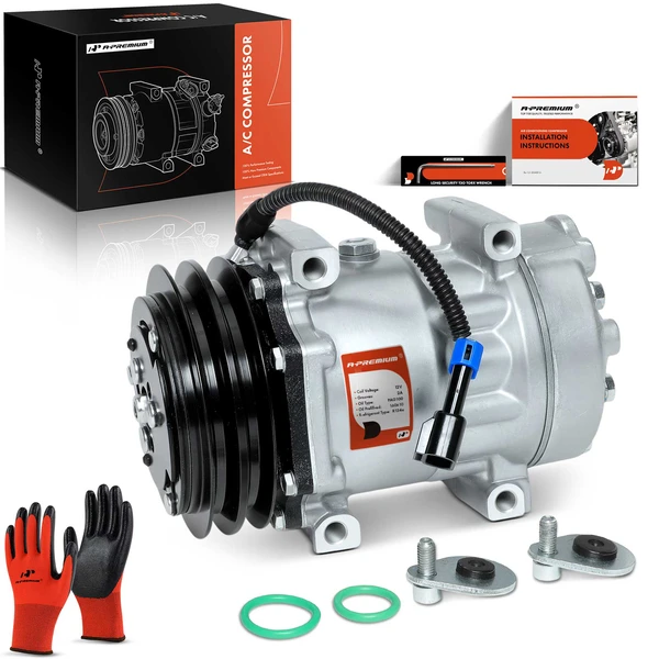 AC Compressor with Clutch with 2-Groove Pulley A-Premium APACC261