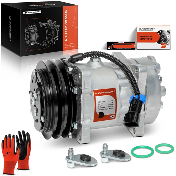 AC Compressor with Clutch with 2-Groove Pulley A-Premium APACC262