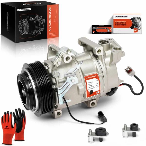 AC Compressor with Clutch with 6-Groove Pulley A-Premium APACC368