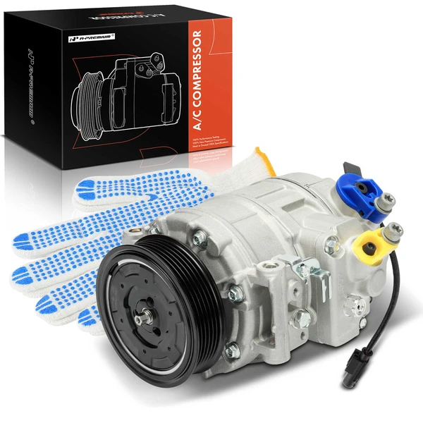 AC Compressor with Clutch with 6-Groove Pulley A-Premium APACC800