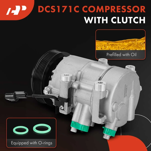 AC Compressor with Clutch with 6-Groove Pulley A-Premium APACC705