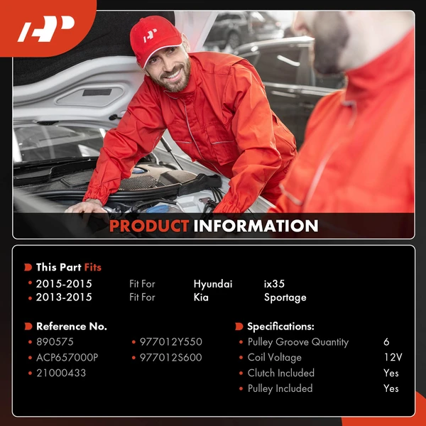 AC Compressor with Clutch with 6-Groove Pulley A-Premium APACC874