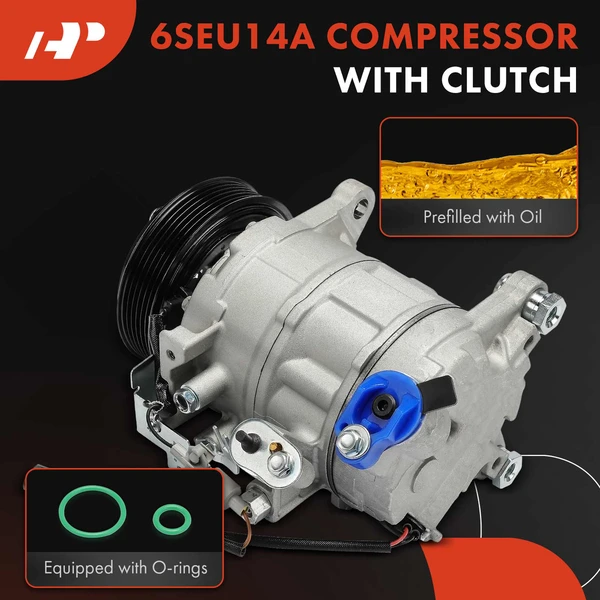 AC Compressor with Clutch with 6-Groove Pulley A-Premium APACC806
