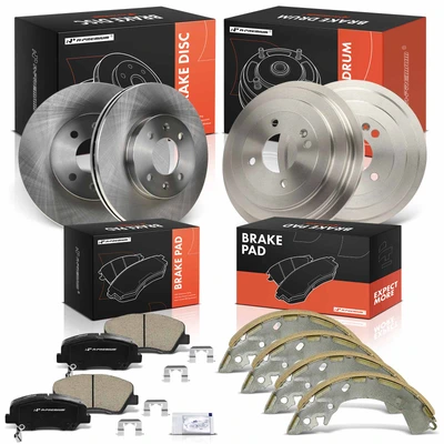 12 Pcs Front Disc Brake Rotors Pad and Rear Brake Drum Shoe