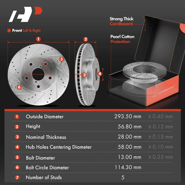 Drilled & Slotted Disc Brake Rotors and Ceramic Pads Kit, 12 Pcs, Front & Rear, A-Premium, APBRPS1342