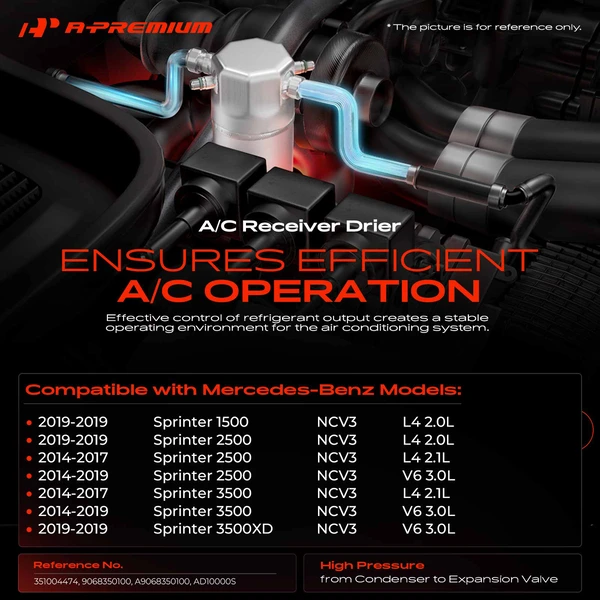 Aluminum AC Receiver Drier for Mercedes-Benz NCV3 Sprinter 1500 Sprinter 2500