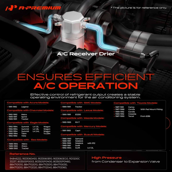 Aluminum AC Receiver Drier for Toyota Camry 1987-1991 Corolla 1987-1992 Chevy