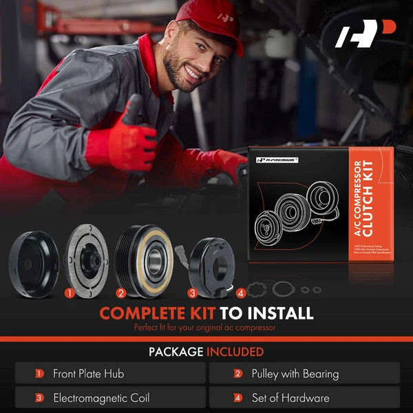 AC Compressor Clutch Kit with 6-Groove Pulley for Mercedes Sprinter 2500