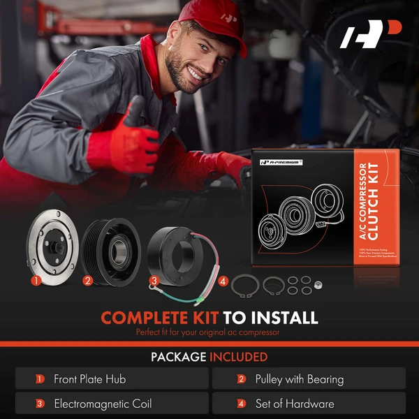 AC Compressor Clutch Kit with 7-Groove Pulley for Honda CR-V 2002-2006 L4 2.4L