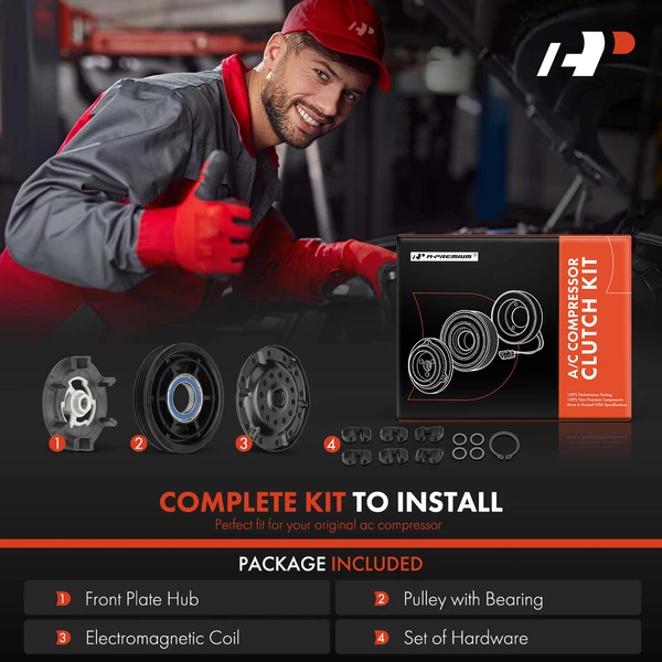 AC Compressor Clutch Kit with 4-Groove Pulley for Toyota Yaris 2006-2012