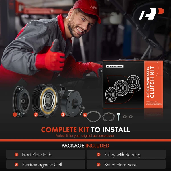 AC Compressor Clutch Kit with 8-Groove Pulley for Ram 1500 2500 3500 4500 5500