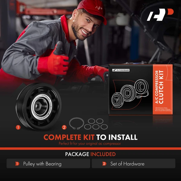 AC Compressor Clutch Kit with 6-Groove Pulley for Mercedes-Benz C250 C300 ML350