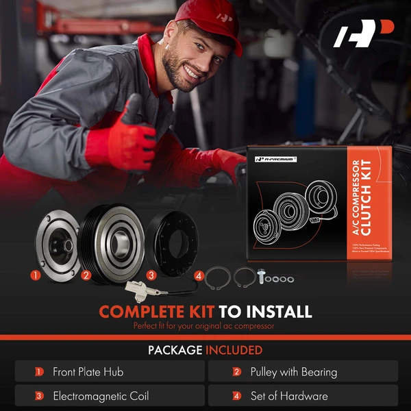 AC Compressor Clutch Kit with 6-Groove Pulley for BMW X3 2013 2014 X1 2012-2015