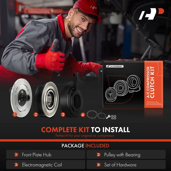 A/C Compressor Clutch Kit with 7-Groove Pulley for Ford Ranger 2013-2015