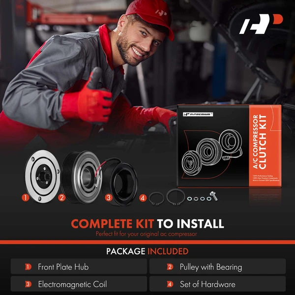 AC Compressor Clutch Kit with 7-Groove Pulley for Toyota Tacoma 2016-2023 12V