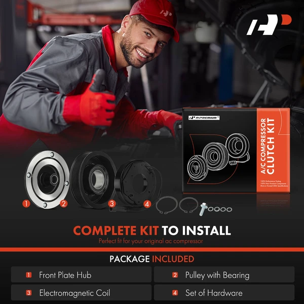 A/C Compressor Clutch Kit with 6-Groove Pulley for Ford Fusion 2013-2020