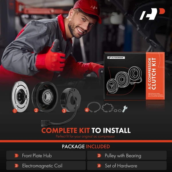 AC Compressor Clutch Kit with 6-Groove Pulley for Chevy Traverse GMC Aadia Buick Enclave