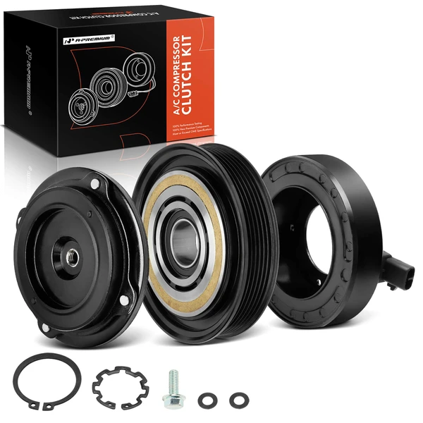 AC Compressor Clutch Kit with 6-Groove Pulley for 2010-2011 Honda Accord Crosstour