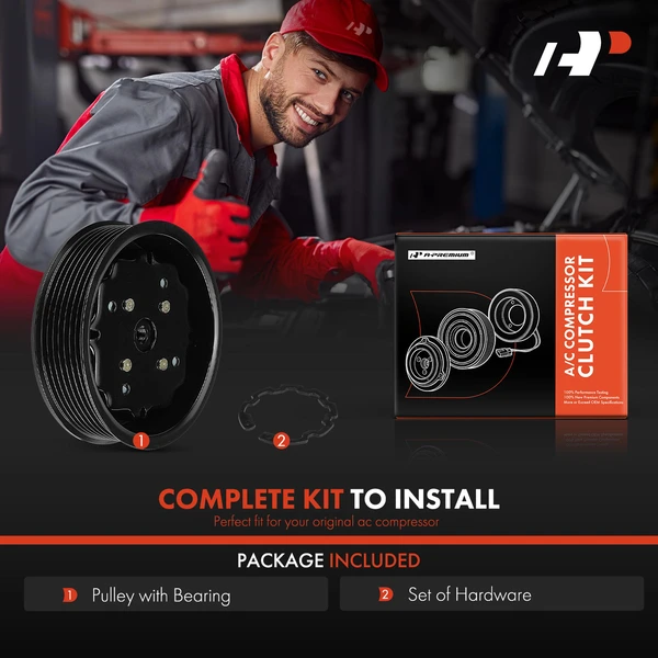 AC Compressor Clutch Kit with 7-Groove Pulley for Audi Q7 2007-2010