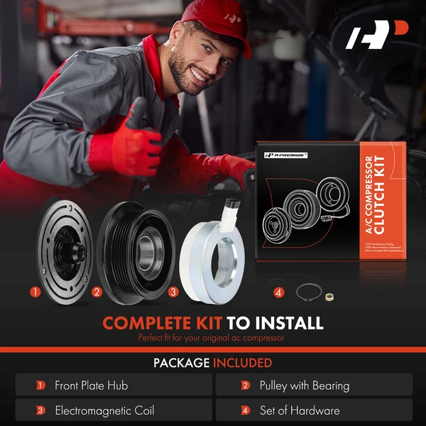 Front & Rear AC Compressor Clutch Kit for Chevrolet Astro GMC Safari 96-05