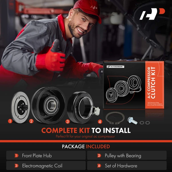 AC Compressor Clutch Kit with 6-Groove Pulley for Ford F-150