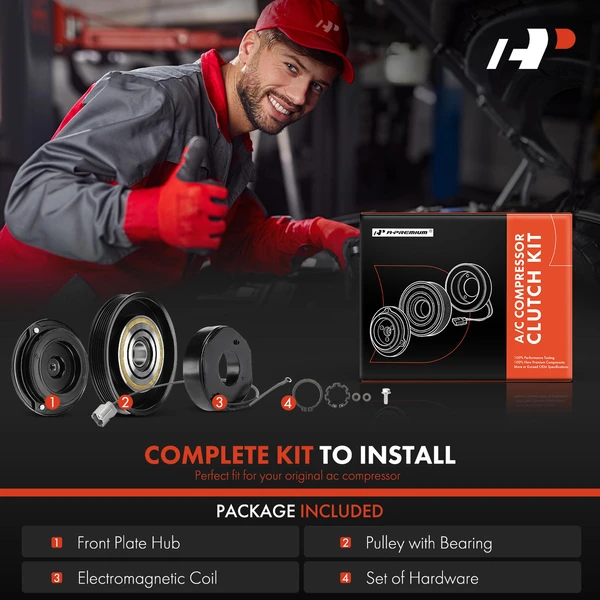 AC Compressor Clutch Kit with 6-Groove Pulley for Acura CL 1997 Honda Accord 1994-1997