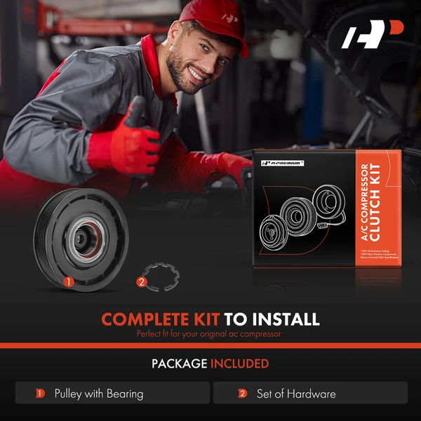 AC Compressor Clutch Kit with 6-Groove Pulley for Toyota Camry 2012-2017 RAV4 2009-2012