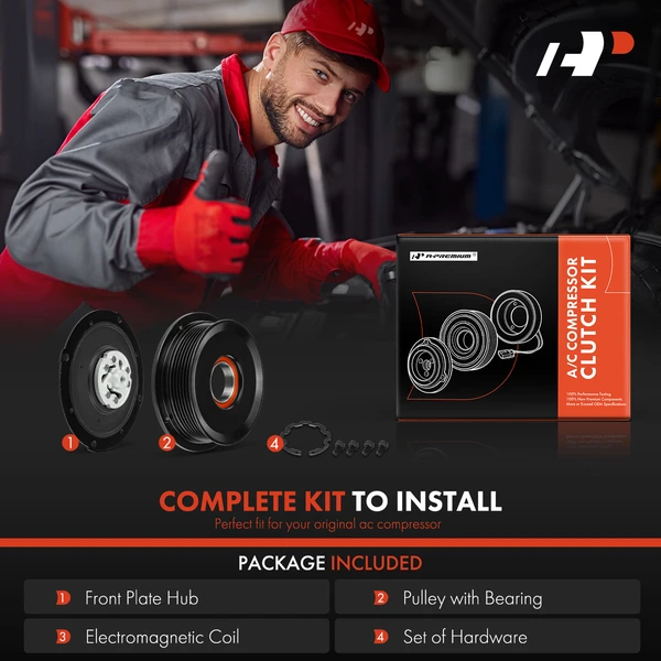 AC Compressor Clutch Kit with 6-Groove Pulley for Lexus GS460 2008-2011