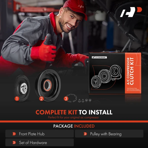 AC Compressor Clutch Kit with 4-Groove Pulley for Toyota Camry 2009-2011 L4 2.4L 2.5L